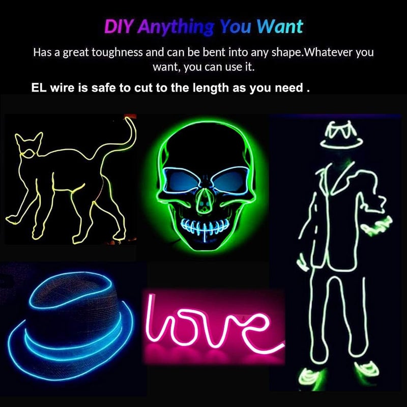 TiTiToo Red 5m El Wire, Portable Battery Pack Neon Wire Cuttable Glowing Neon Lights for DIY Decoration - Image 4